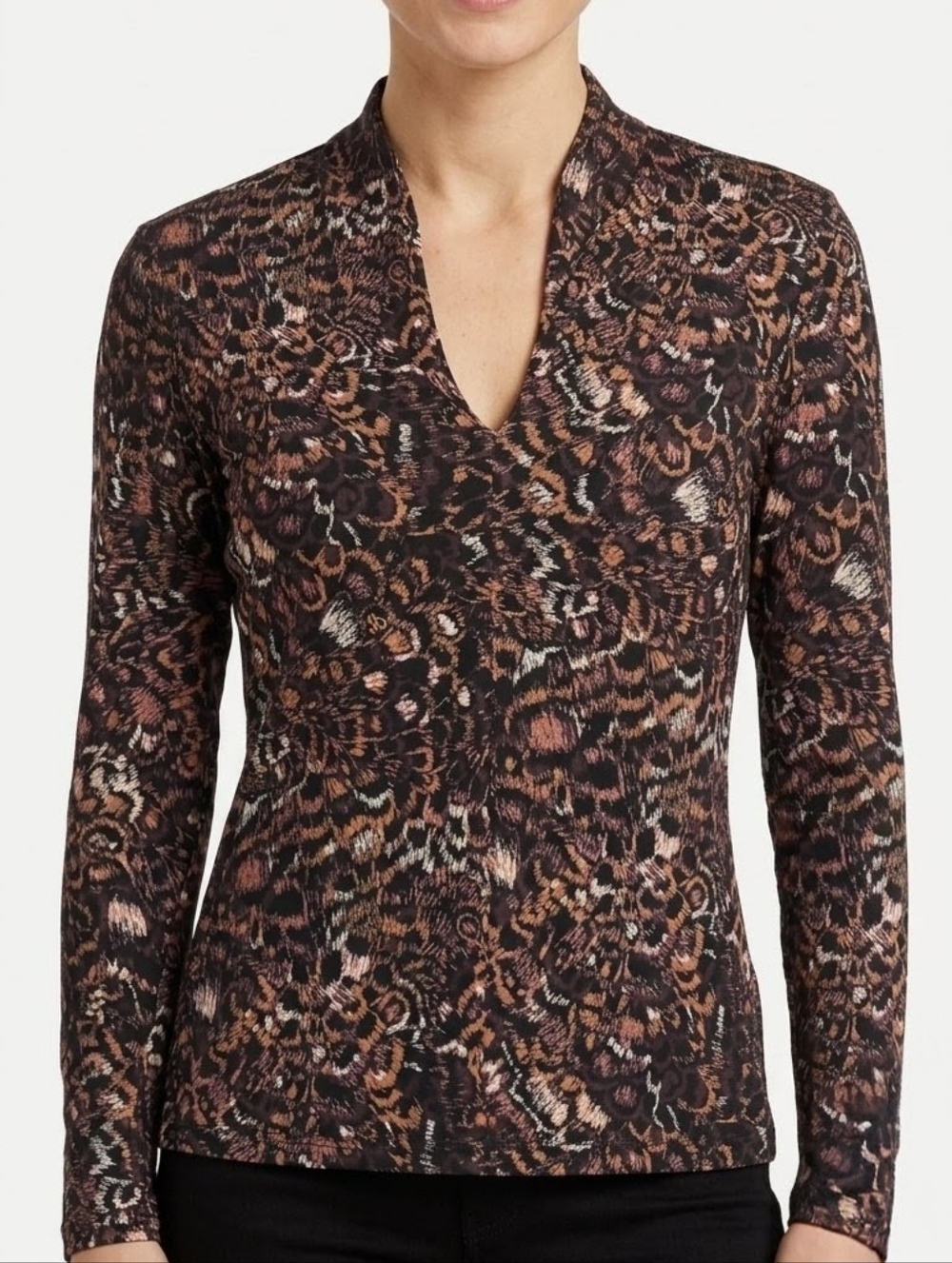 Scotch & Soda Amsterdam Feather Print V-Neck Top Size XS NWT